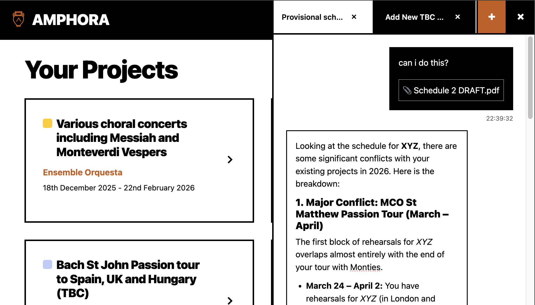 Amphora AI chat screenshot